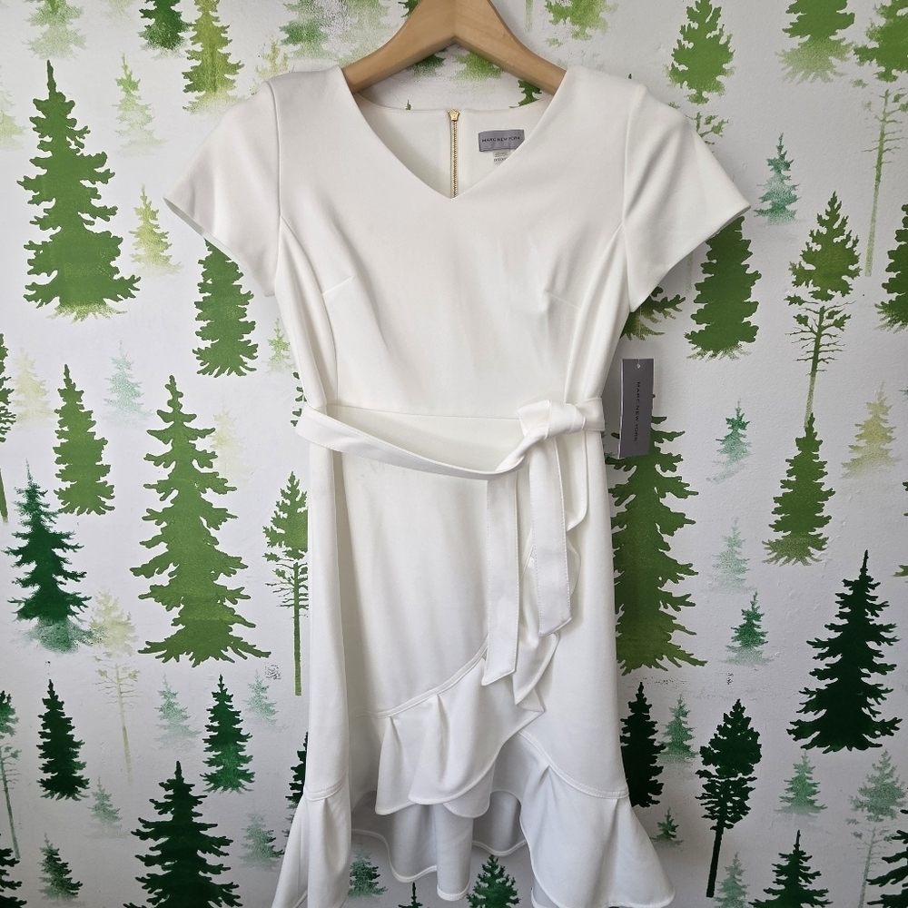 Marc New York Short Sleeve Fit + Flare Ruffle Dress